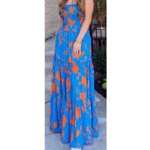 Antroplogie Abel the Label Blue and Orange Maxi Dress